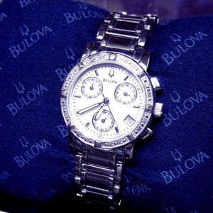 Bulova 96R19 Diamond-Studded/SS Chronograph watch